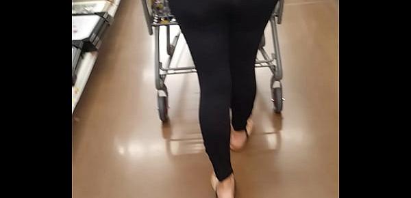  Latina wife in spandex at store with a big ass